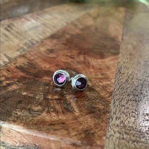 Alex and Ani Purple and Silver Stud Earrings